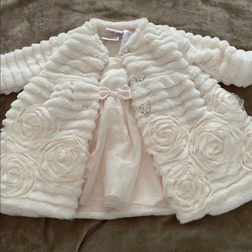 NWT Light Pink/Ivory Infant 2 Piece Formal Dress and Coat 6/9M